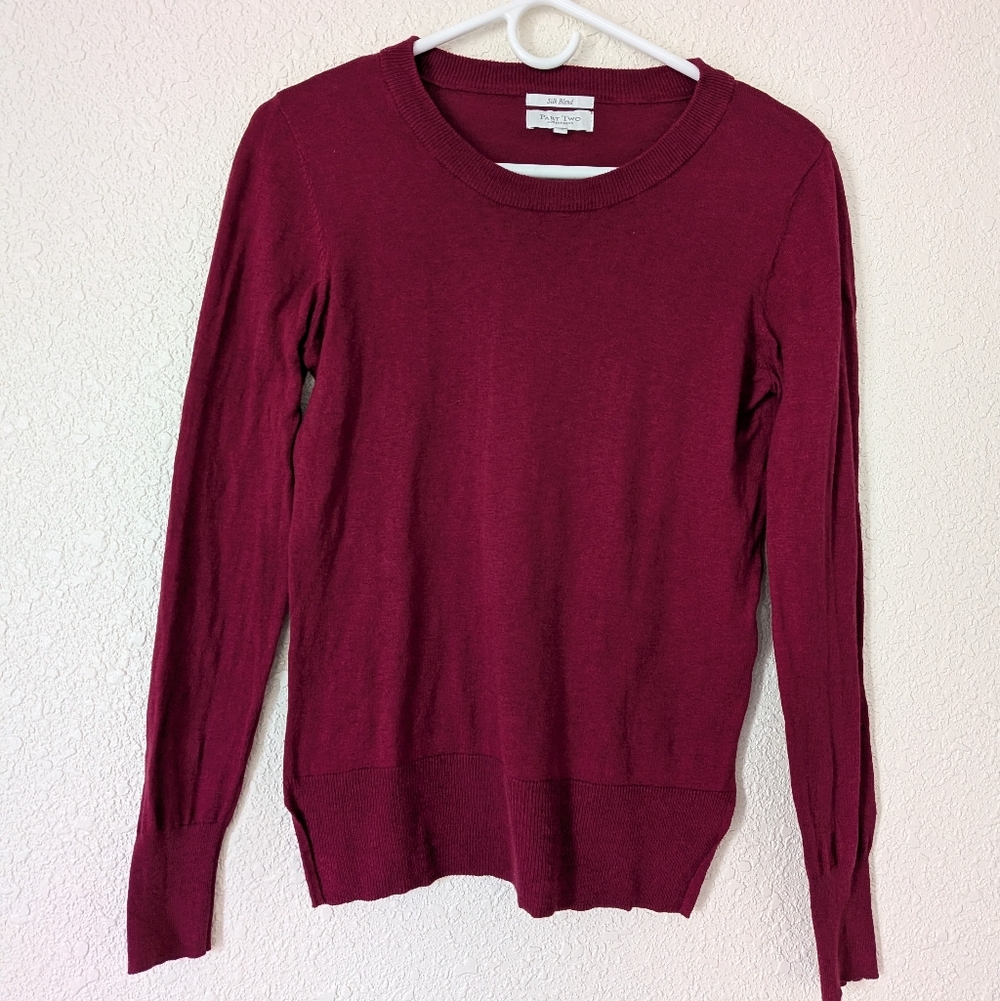 Part Two Copenhagen Raspberry Deep Pink Silk Blend Pullover XS